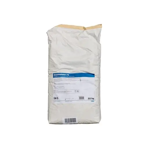 Weiße Papierverpackung mit blauem und schwarzem Etikett, enthält einen Wirkstoff von BWT, gekennzeichnet mit verschiedenen Informationen zur Anwendung.